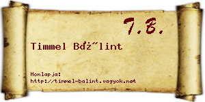 Timmel Bálint névjegykártya